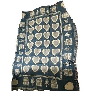 Vintage Cotton Bed Spread Throw Blanket Double Sided 48 x 60 Made in Spain